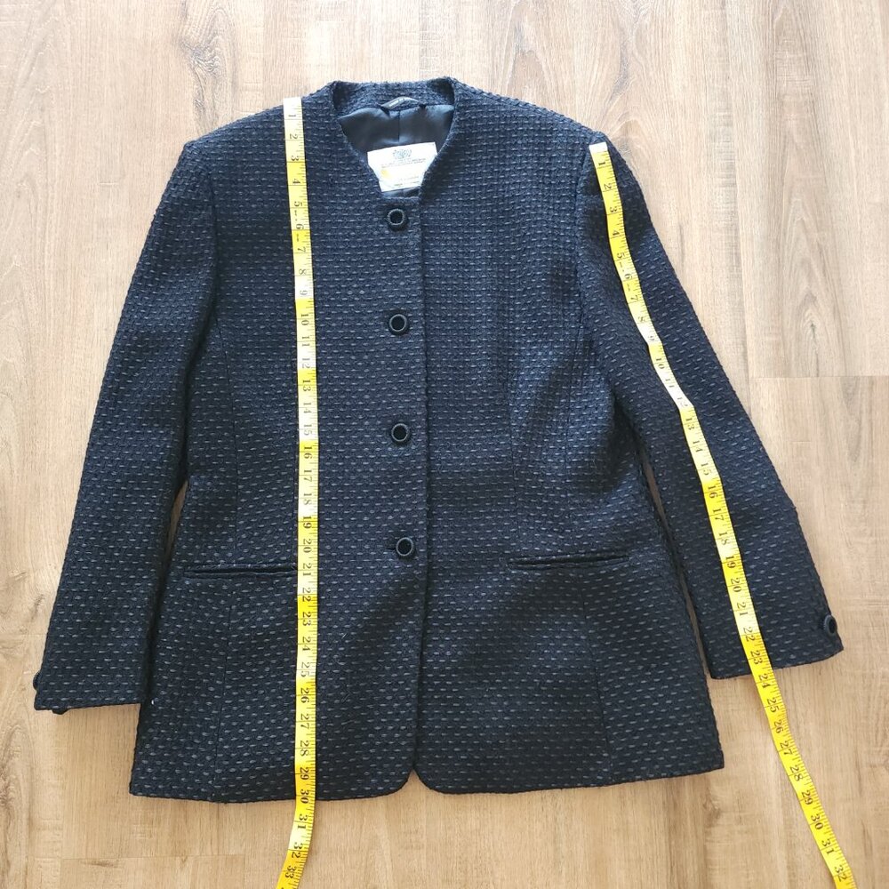 Vintage Aquascutum Black Wool Blend Textured Blazer - Picture 5 of 11